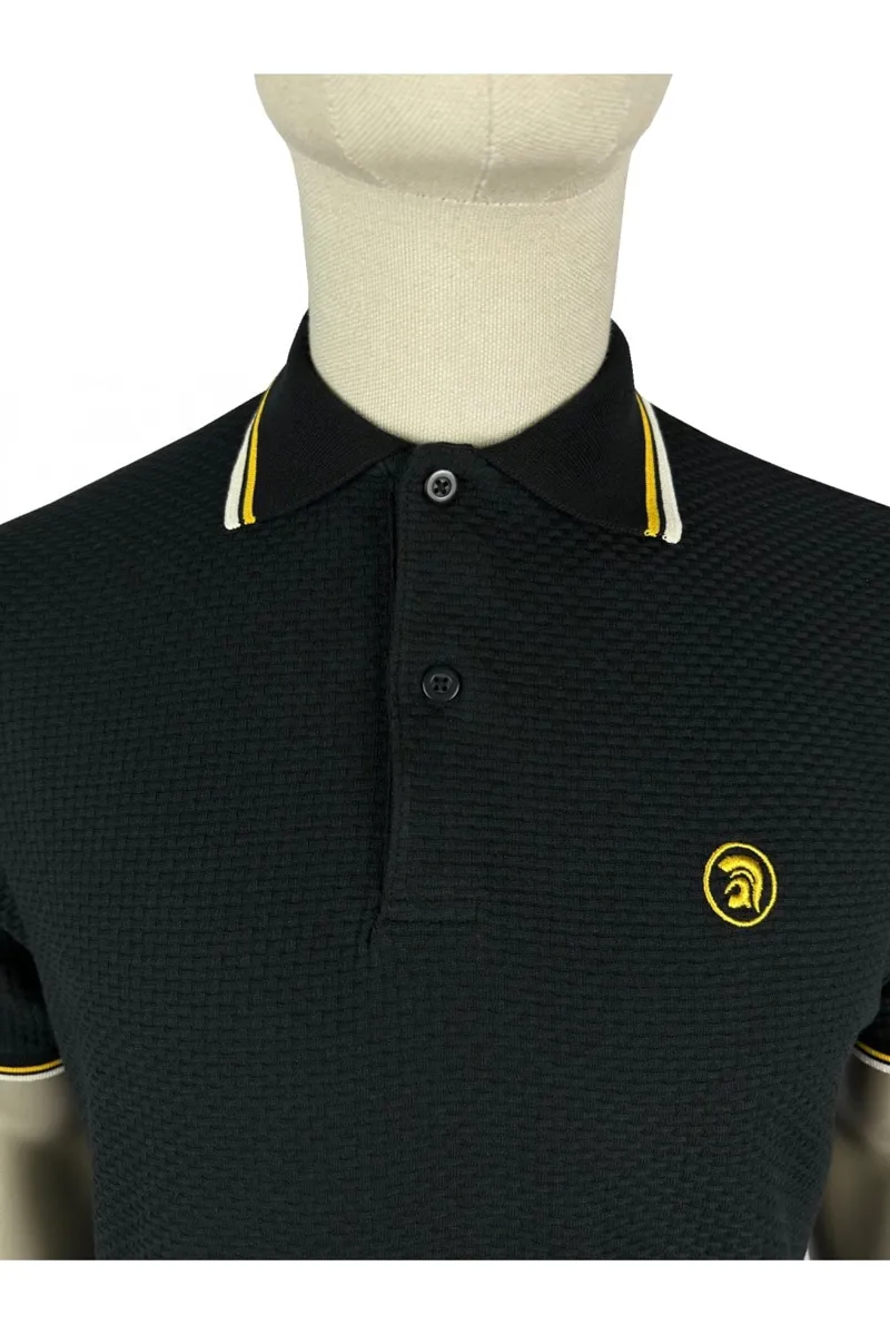 Trojan Twin Tipped Textured Polo Black-1