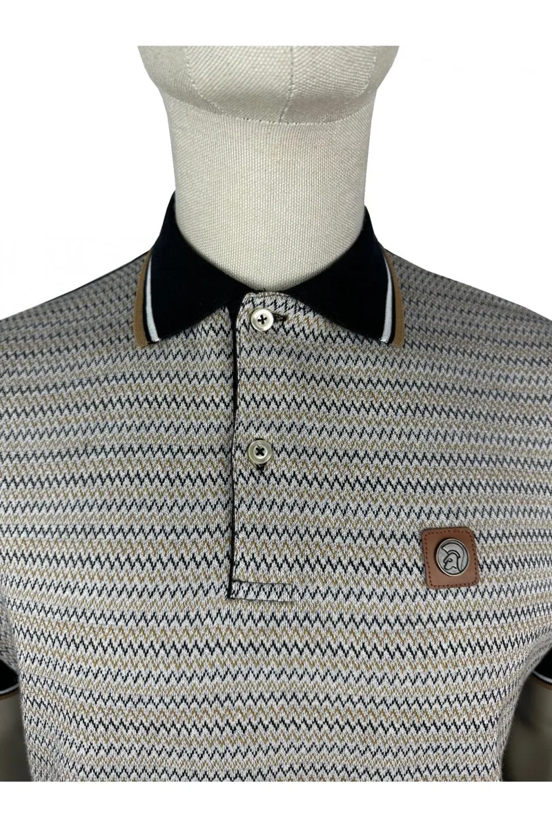 Trojan zig-zag 'jacquard panel polo Black XXXL ONLY LAST ONE-1